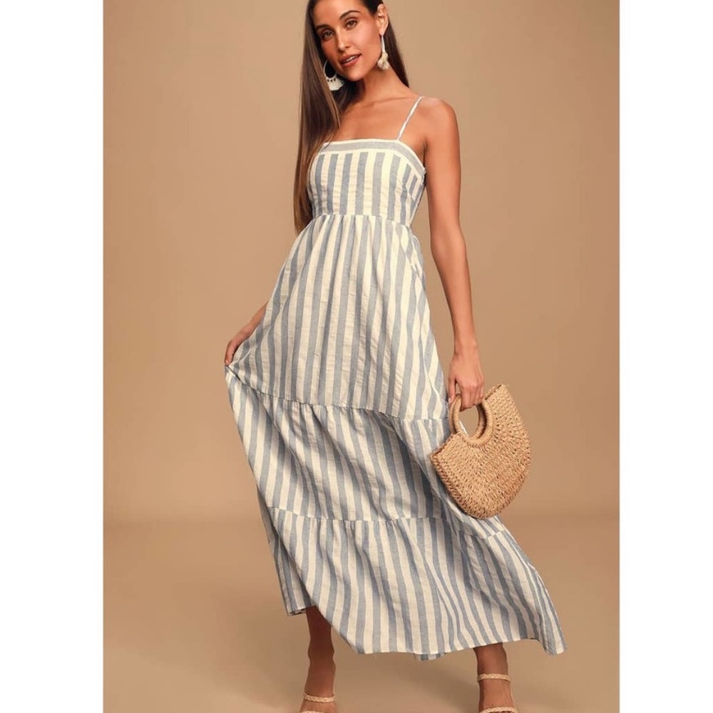 Lulu’s Must Be Dreaming Striped Tiered Maxi Dress